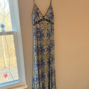 Shinestar Blue and Green Patterned Maxi Dress
